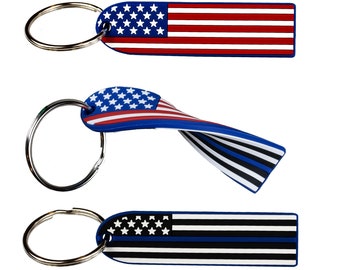 Thin Blue Line Keychain, US Flag Keychain, Police Keychain, TBL Keychain, Blue Lives Matter Keychain, Cop Keychain