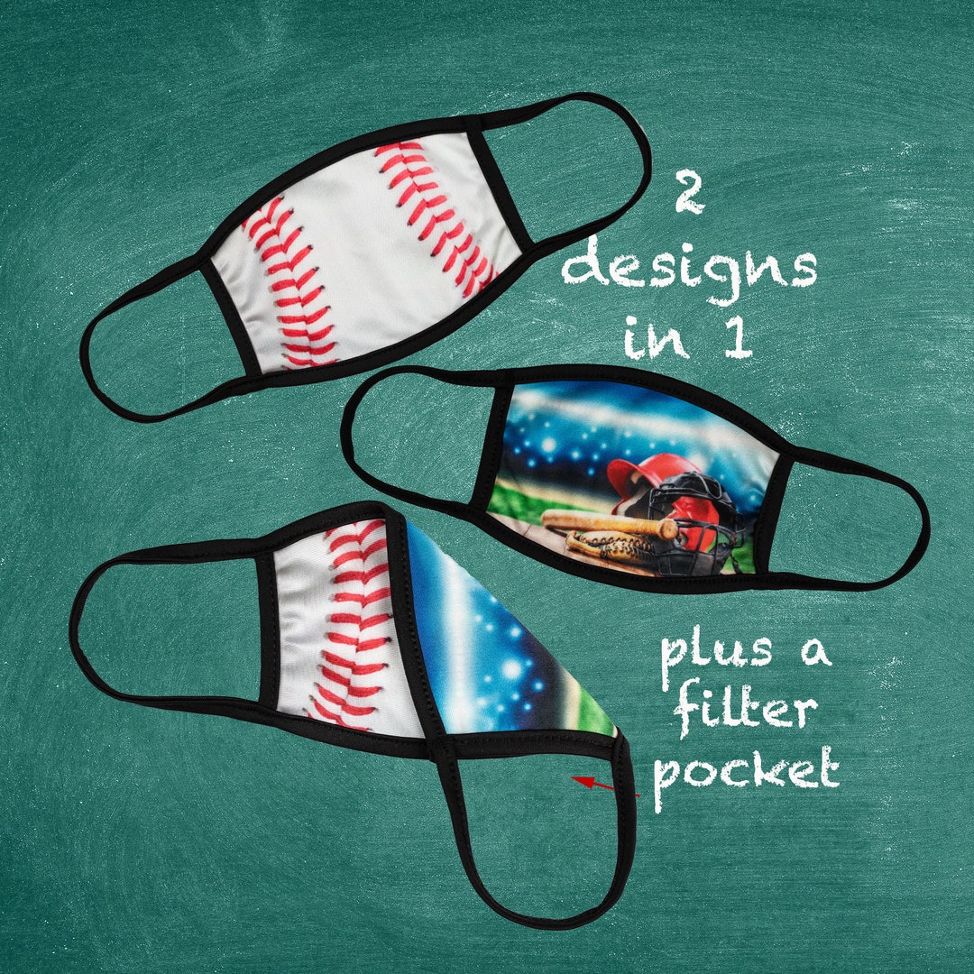 Baseball Kids Face Mask Kids Baseball Mask Reversible Etsy