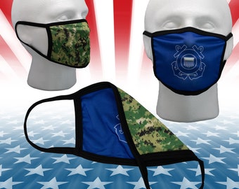 In Stock! U.S. Coast Guard Mask Type iii Camo 2 Layer Reversible 2 sided USCG Face Mask Cover USA Military w/ Filter Pocket