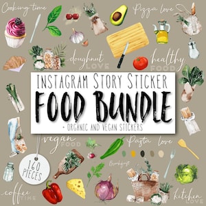 160+ Instagram Story Stickers FOOD Bundle | Food Stickers | Everday | Design Elements | Instant Download