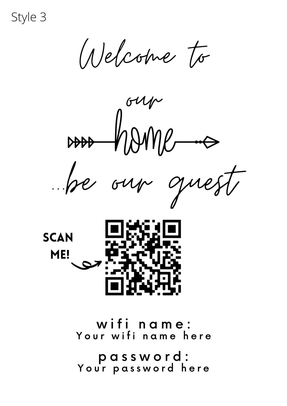 Wifi password sign with QR code home wifi QR code password Etsy