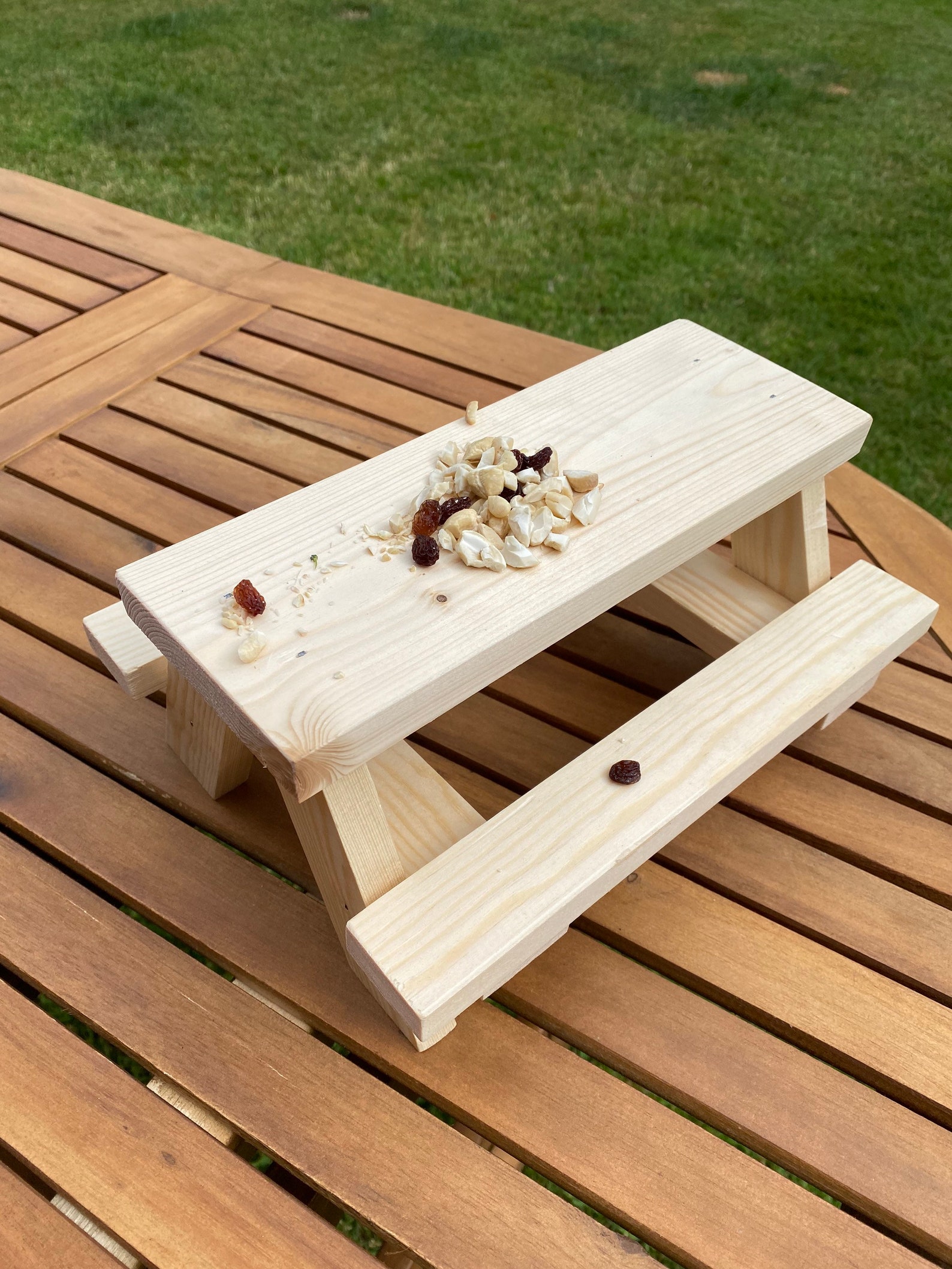 Mesa de picnic de ardilla sin pintar que aparece en la BBC | Etsy