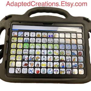 iPad 10.9 (10/11:e generationen, A16) AAC-knappskydd med skumhandtag på sidan. Rem ingår! (Lamp Words for Life, Proloquo2Go, TouchChat, etc.)