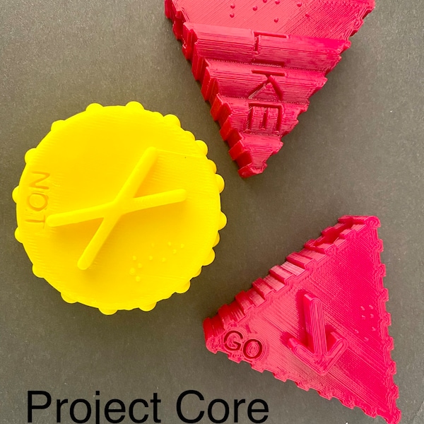 Project-Core Universal Core Vocabulary Tactile Learning Blocks 3D Printed AAC Symbols Starter Bundle Kit (Go, Like, Not) with instructions