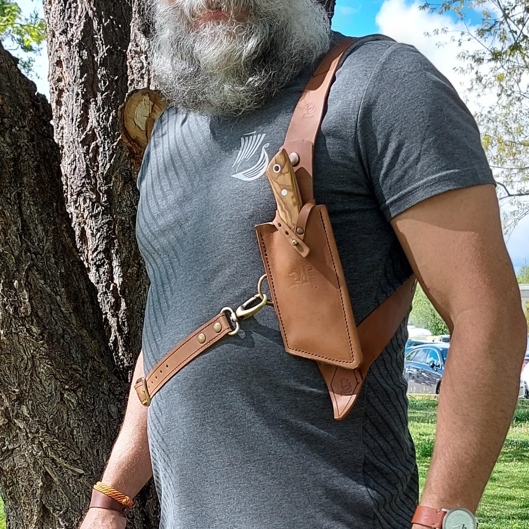 Universal knife sheath with shoulder straps handcrafted in Etsy
