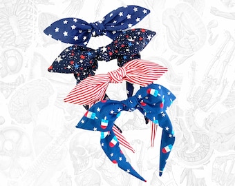 Patriotisches Haarknoten-Stirnband, 9 STOFFOPTIONEN! Americana-Haarschmuck, 4. Juli-Stirnband, Sommerhaar, für Frauen und Mädchen