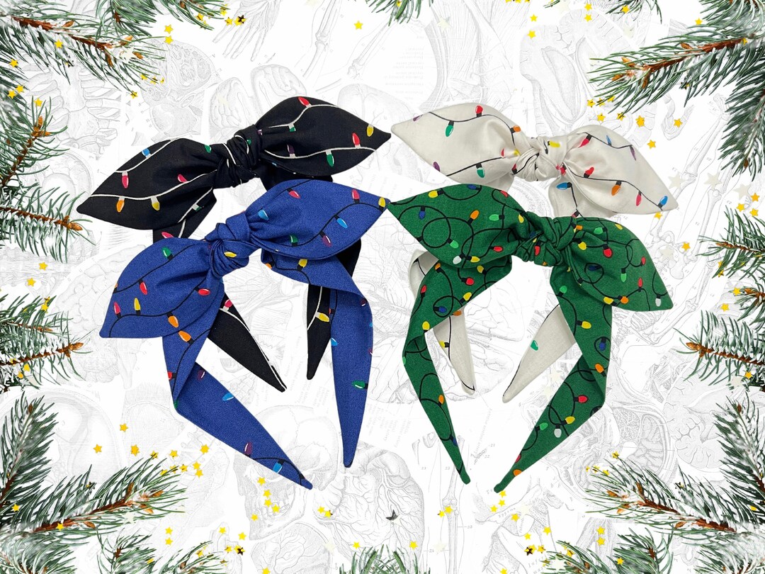 Christmas Lights Headband, Top Knot Headband, Holiday Accessories