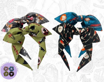 Handmade Horror Movie Headband, Spooky Top Knot Bowband