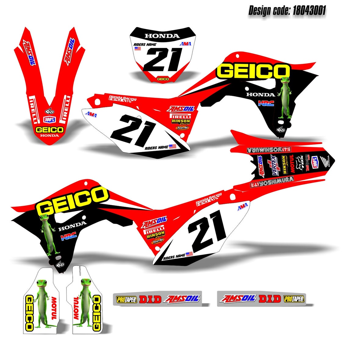 Motorcycle Graphics Kit Dirt Bike Stickers for Honda Crf 250 Etsy