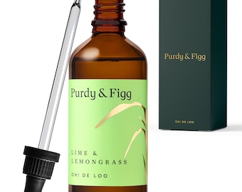 Purdy & Figg | Oh! de Loo Toilet Freshener | 90ml | Lime Lemongrass Natural Air Freshener Spray | Essential Oils