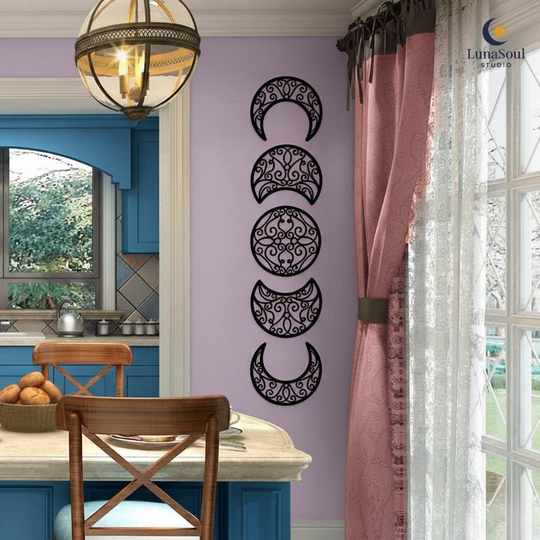 Black Moon Phase Wall Hanging • Celestial Boho Decor - Etsy