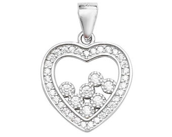 Sterling Silver Heart CZ Pendant