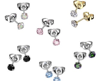 Martini Set CZ Implant Grade Titanium Stud Earrings