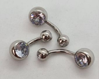 Full Surgical Steel Double Jewelled Belly Bar