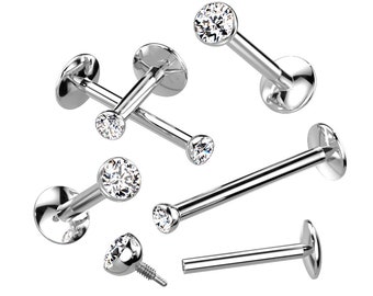 Titan Labret mit Innengewinde mit Lünette Set CZ Extended Thread Top