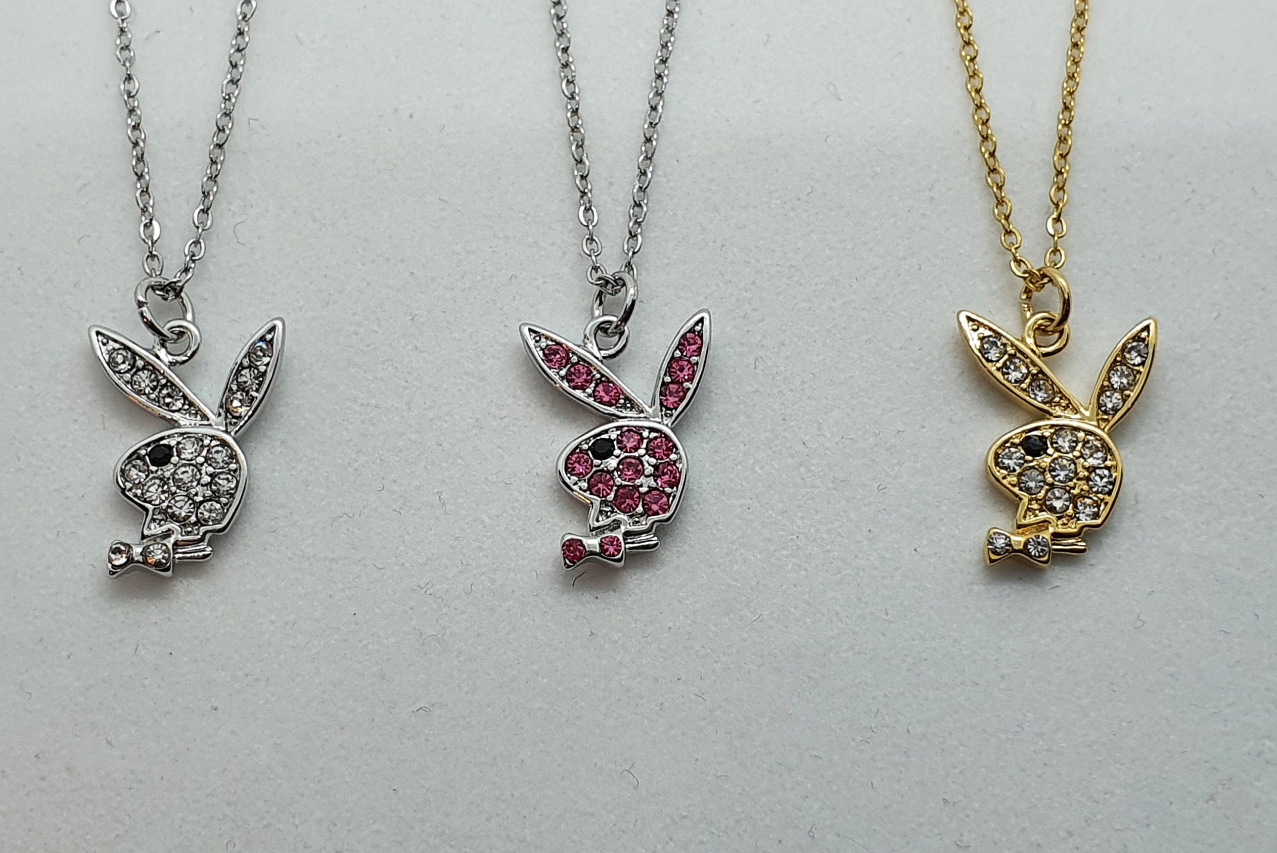 Pink Swarovski Glass Crystal Playboy Bunny Necklaces (gold and silver  tone)/ Combo Set (Free Gift! pictured last) for Sale in Riverside, CA -  OfferUp