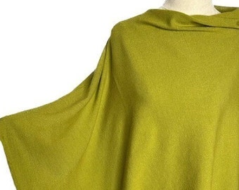 Gift Boxed Wool Blend Poncho/Kaftan/Cape, Lime Green, Travel Accessory, Office Wear, Evening Wear, Gift for Her, Mother's Day, Gift for Mom