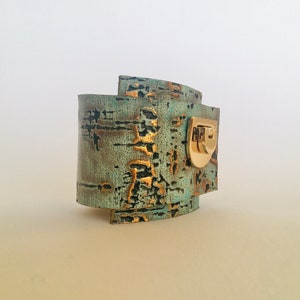 Unique leather bracelet , Woman&#39; s leather cuff, Wide leather wristband, Turquoise leather cuff bracelet, Designer leather jewelry, mom gift