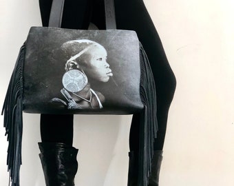 Modern leather bag for woman, gift for girlfriend, handcrafted leather bag, design leather purse, unique shoulder bag, handmade fringe purse