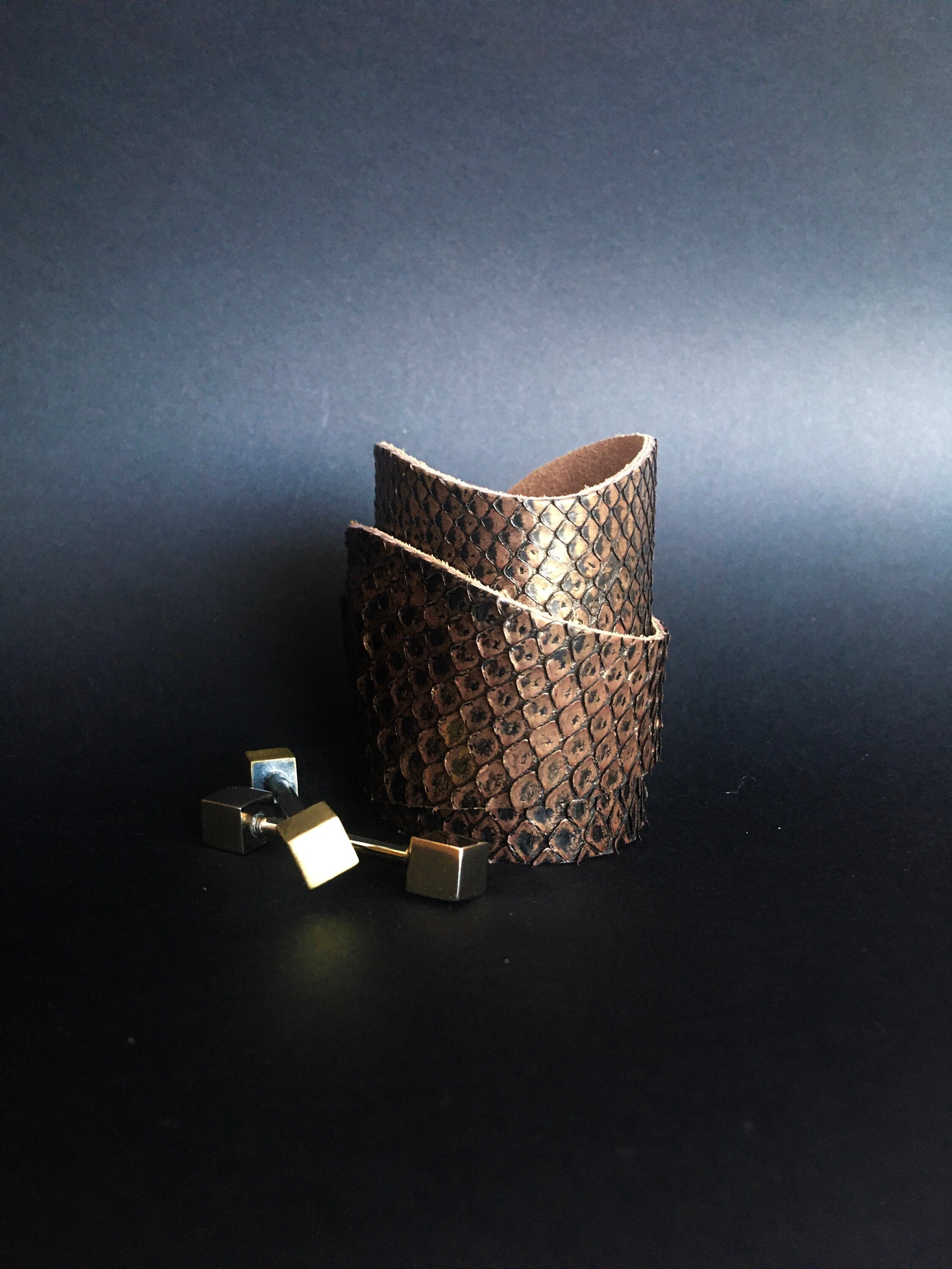 Bronze Python Cuff Bracelet Boho Leather Bracelet for Woman - Etsy