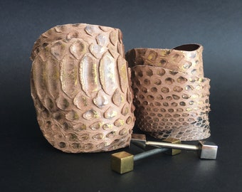 Exklusives Python-Armband aus Roségold, echtes Python-Armband, einzigartiges und elegantes Armband, hochwertiges Lederarmband, Luxus-Armband