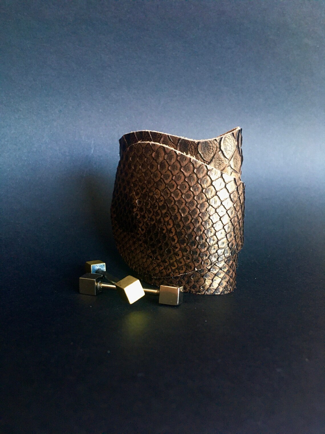 Bronze Python Cuff Bracelet Boho Leather Bracelet for Woman - Etsy