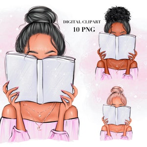 Bookworm clipart, I love books clipart, Books clipart, Girl book clipart, Planner girl clipart, School clipart, Reading clipart