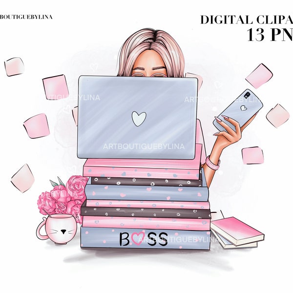 Mode Clipart, Lady Boss Clipart, Clipart planificateur, planificateur fille patron, planificateur autocollant