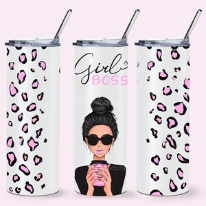 Black Hair Boss Pink Becher Design: 20 oz Skinny Sublimation (Digitaler Download)