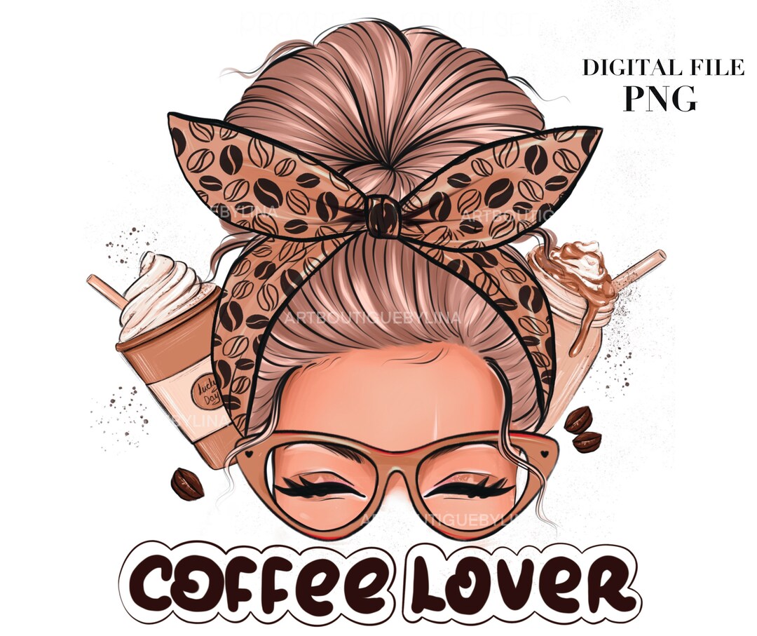 Coffee Lover Fleece Sweatshirt Messy Bun Design