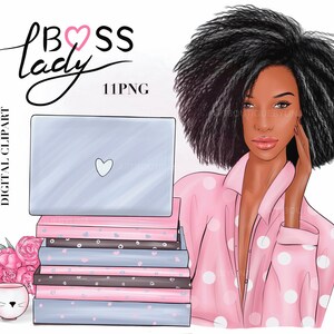 Afro Woman, Boss Girl clipart, Boss Lady Clipart,Boss Babe clipart, Fashion Girl Clipart, Business woman clipart, Planner Girl Clipart
