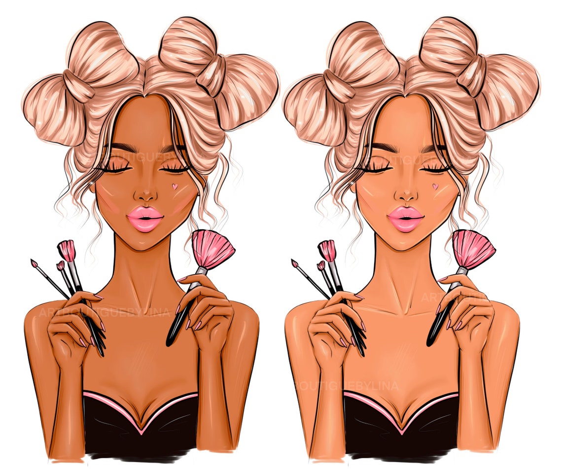 Makeup Clipart Morning Routine Png Pink Makeup Clip Art Etsy