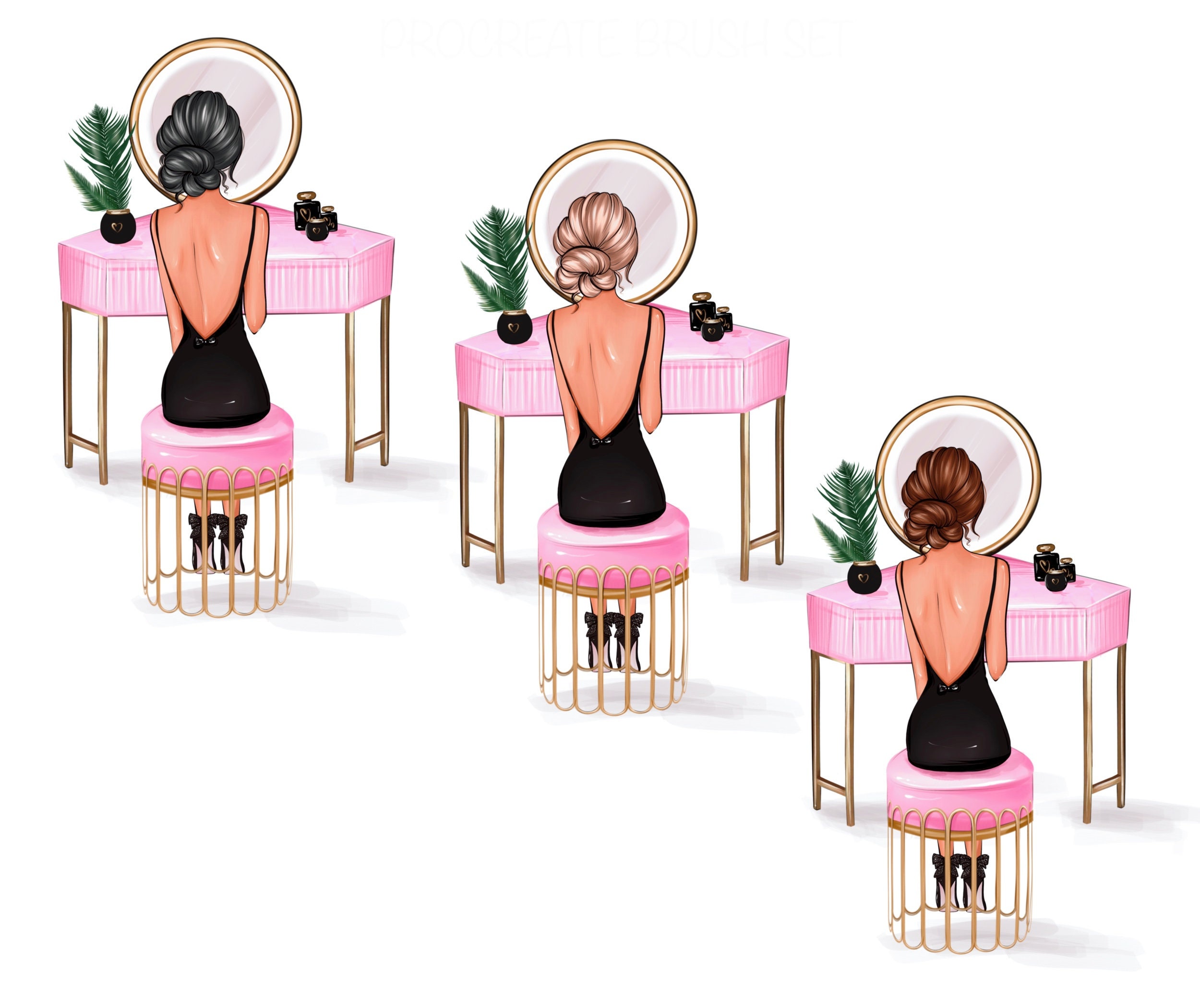 Make up Clipart Glam Fashion Girl Clipart Vanity Clipart Etsy