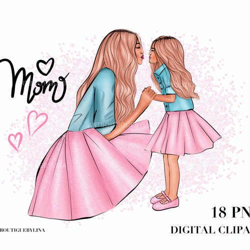 Mother Daughter Clipart Mom Girl Clipart Mom Clipart Mommy | Etsy