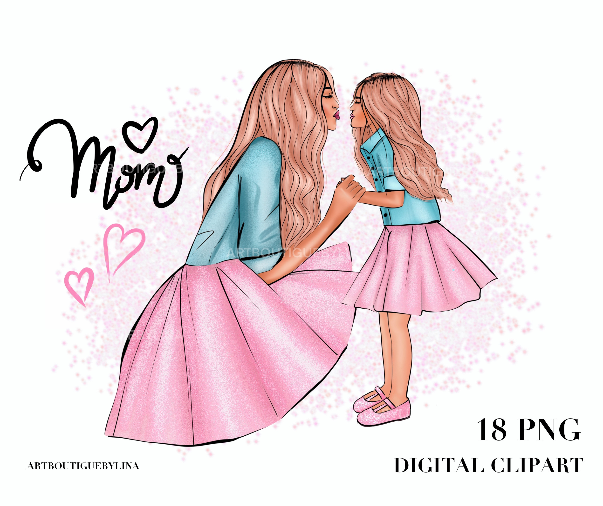 Mutter Tochter Clipart Mama M??dchen Clipart Mama Clipart Etsy
