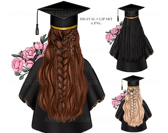 Graduation Girls Clipart: DIY Graduate PNG (Digital Download, Commercial Use)