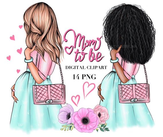 Maternity Clipart: Mom-to-Be PNG Stickers (Digital Download)
