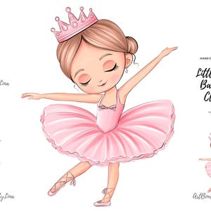 Ballerina Girl Clipart Set: Pink Ballet Princess PNG (Digital Download