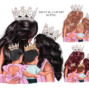 Mother daughter and two sons clipart, mom 3 kids clipart, mom clipart, mommy clipart, Mother’s Day clipart