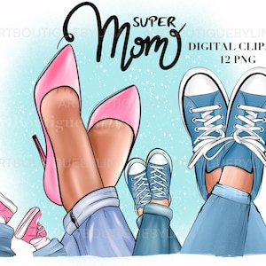 Mãe, filhos e filha clipart, Mãe, filho clipart, Mãe, filha clipart, Mamãe clipart, clipart Saltos Longos Pernas, Dia das Mães clipart