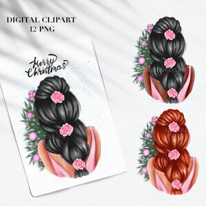 Christmas Fashion Girl Clipart: Winter Planner Stickers (PNG Digital Download)