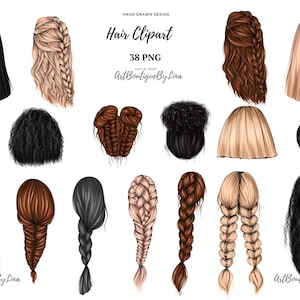 Black Woman Hair Clipart: Braid Hairstyle PNG (38 PNG, Instant Download)