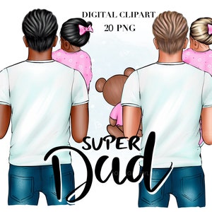 Vatertag Clipart, Vater Tochter Clipart, Papa Clipart, Papa Clipart, Familie Clipart, Best Dad Clipart