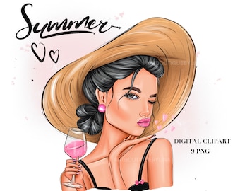 Summer girl clipart, Beach time clipart, Fashion girl clipart, Vacay clipart, Beach clipart, Sublimation design, Commercial use