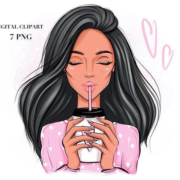 Girl Life Clipart PNG, Coffee clipart, coffee girl clipart, coffee to go clipart, Sublimation graphics