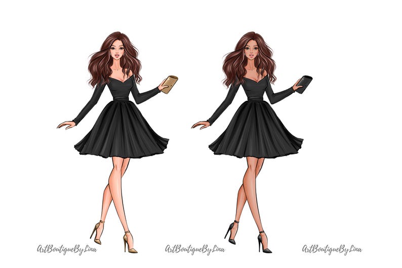 Birthday Clipart Fashion Illustration, Birthday Party Clipart, Red and