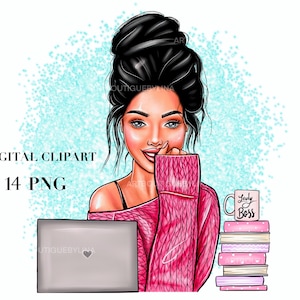 Lady Boss Fashion Clipart: Planner Girl Stickers (Digital Download)