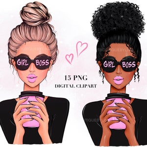 Boss Girl Coffee Clipart PNG: Sublimation Graphics (15 PNG) (Digital Download)