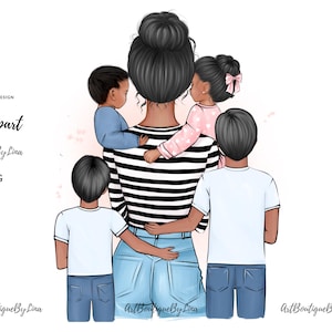 Imágenes prediseñadas de madre, hija y tres hijos, imágenes prediseñadas de mamá e hijos, imágenes prediseñadas de mamá, imágenes prediseñadas del Día de la Madre