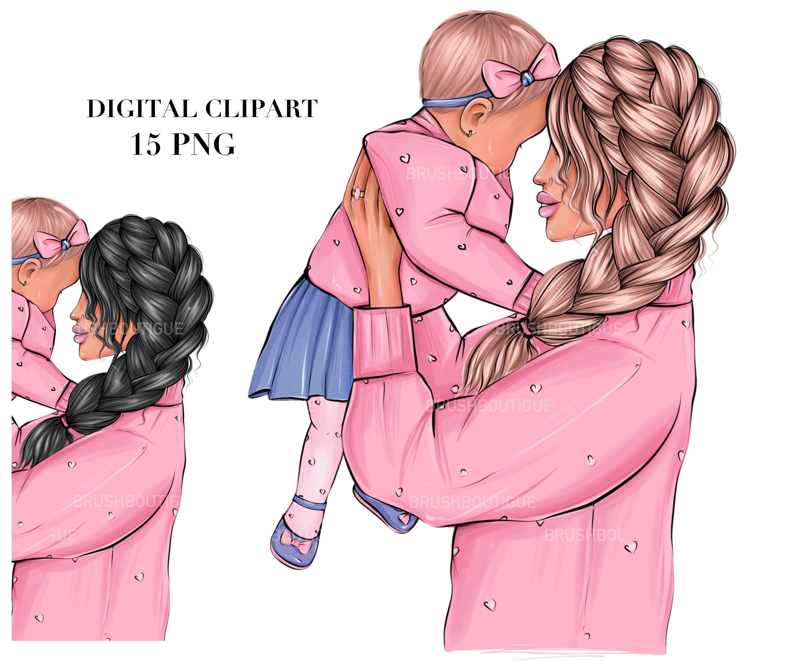 Mother Daughter Clipart Mom Girl Clipart Mom Clipart Mommy Etsy